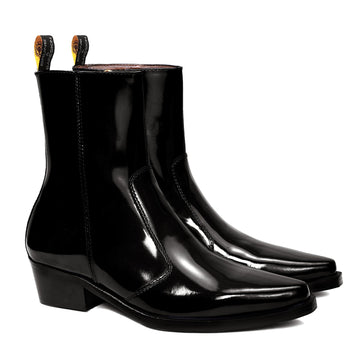 Black Cuban Heel Patent Leather Cowboy Boots By Brune & Bareskin