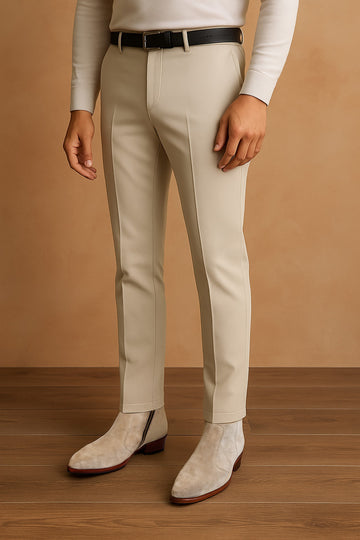 Cowboy Boots Beige Suede Leather Cuban Heel By Brune & Bareskin