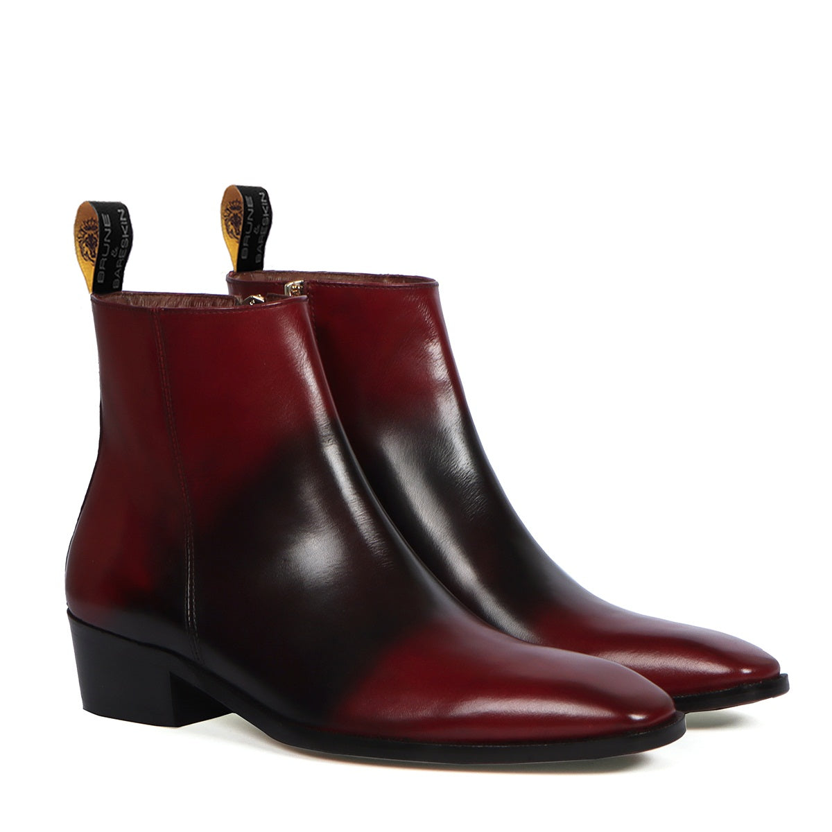 Men Formal Boot with High Ankle Stitched in Wine Black Leather