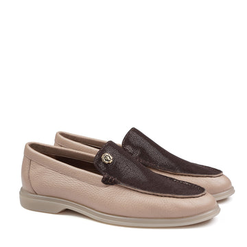 Ray Blend Stingray Leather in Textured Beige Yacht Loafers