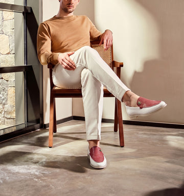 Ray Blend Red Stingray Leather in Textured White Yacht Loafers