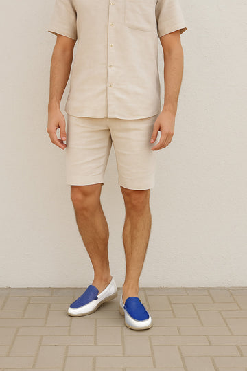 Ray Blend Blue Stingray Leather in Textured White Yacht Loafers