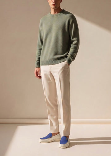 Ray Blend Blue Stingray Leather in Textured White Yacht Loafers
