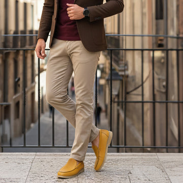 Yellow Textured Leather Yacht Slip-On Shoes