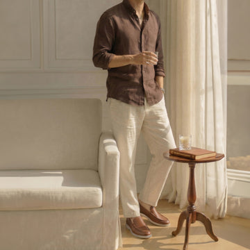 Textured Leather Yacht Slip-On Shoes in Tan