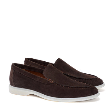 Lazy Men Yacht Shoes in Dark Brown Suede Leather
