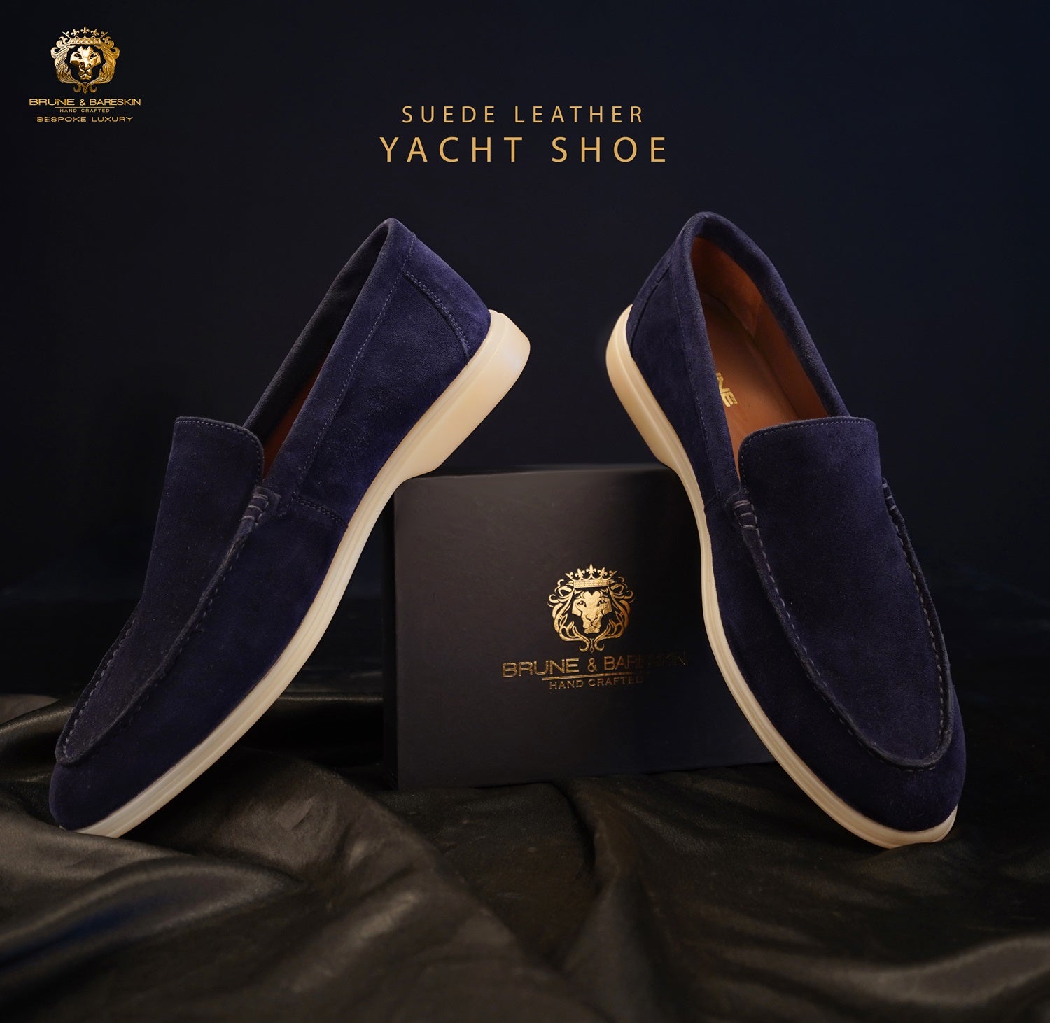 Easy Walk Yacht Shoes in Navy Blue Suede Leather