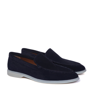 Lazy Men Yacht Shoes in Navy Blue Suede Leather