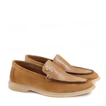 Ray Blend Stingray Suede Leather in Beige Yacht Loafers
