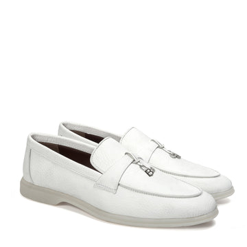 Textured White Yacht Loafer