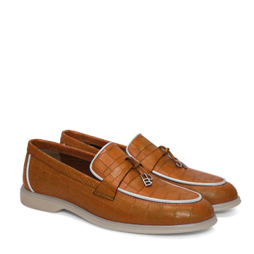 Deep Cut Yacht Shoes in Light Weight Tan Leather