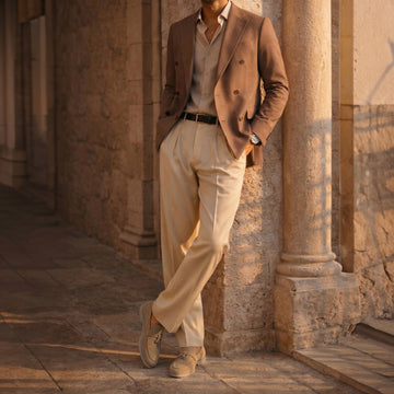 Yacht Loafer in Beige suede Leather with Rubberized sole