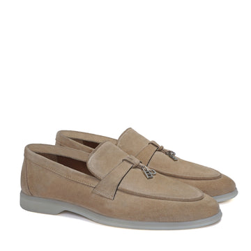 Light weight Yacht Beige Loafer in suede Leather with Rubberized sole