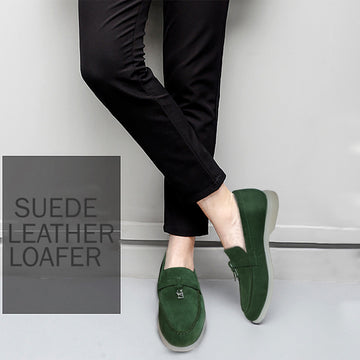 Light Weight Yacht loafer in Green Suede Leather