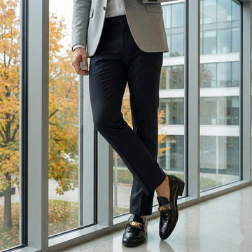 Deep Cut Croco Black Cuban Heel Leather Slip-On with Trademark Chain Logo