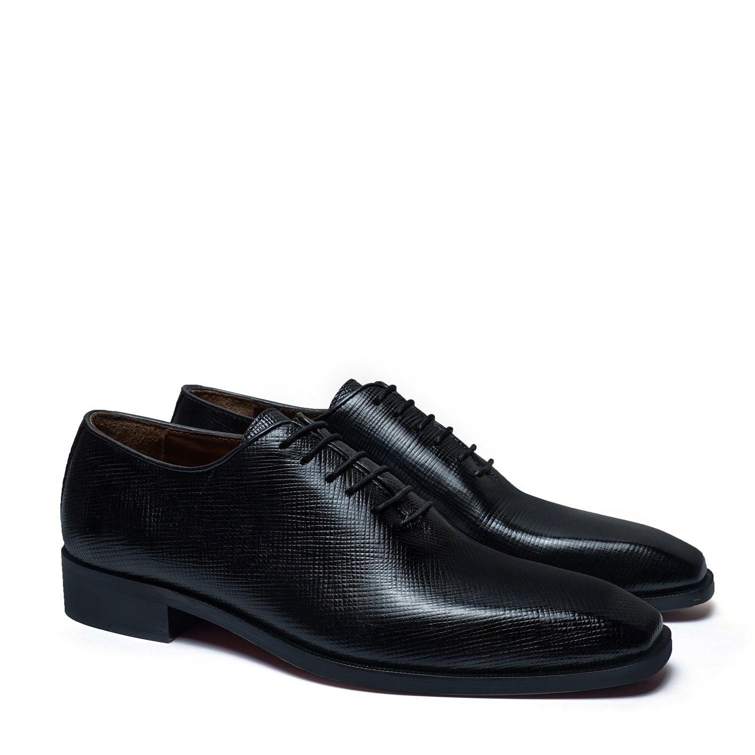 Oxford Lace-Up Formal Shoes in Black Saffiano Leather
