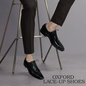 Black Sleek Toe Oxford Lace-Up Shoes