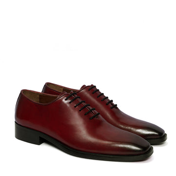 Burnished Wine Oxford Lace-Up Formal Shoes