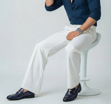 Trademark Lion Logo Penny Loafers in Blue Leather