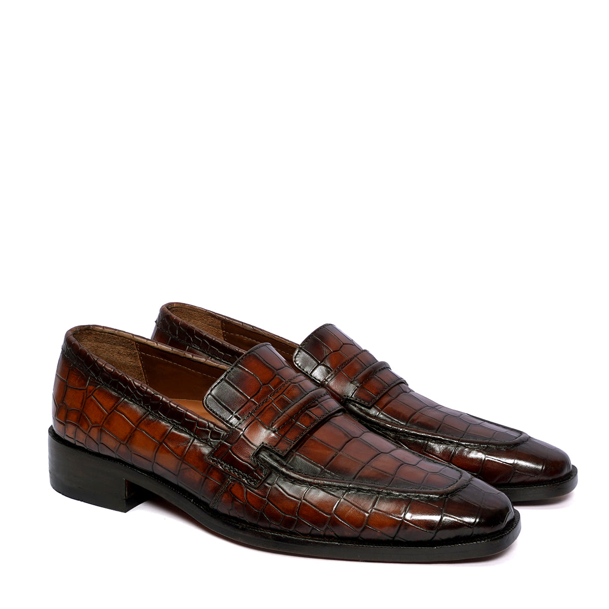 Smokey Finish Formal Loafer in Deep Cut Leather