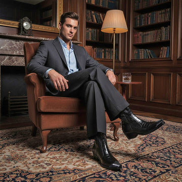 Steel Toe Cowboy Boots in Black Leather