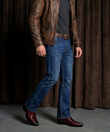 Metallic Cap Toe Smokey Finish Cowboy Boots in Deep Cut Leather