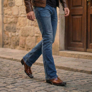 Smokey Finish Leather Steel Toe Cowboy Boots