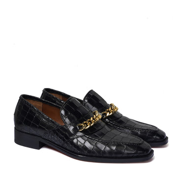 Sleek Italian Men's Loafer with chain detailing
