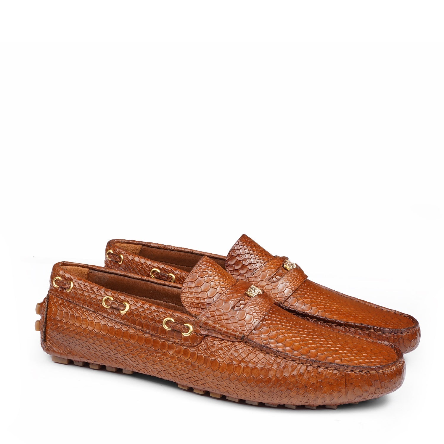 Coined Penny Nubs Driver Loafer in Tan Textured