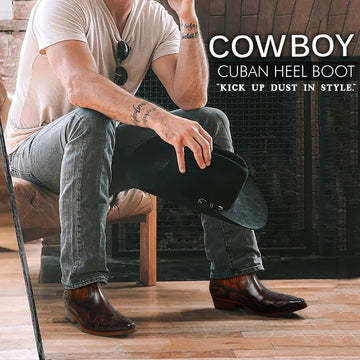 Stitched Flame Design Leather Cow Boy Boots