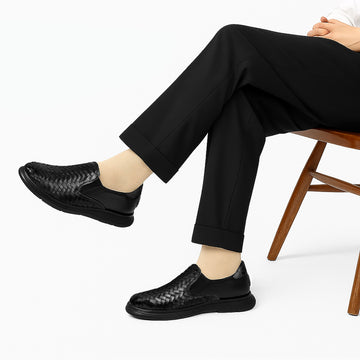 Black Weaved Sneaker with Extra Light Weight Ortholite Sole