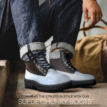 Combat Boot with Perfect color combination of Black & grey leather