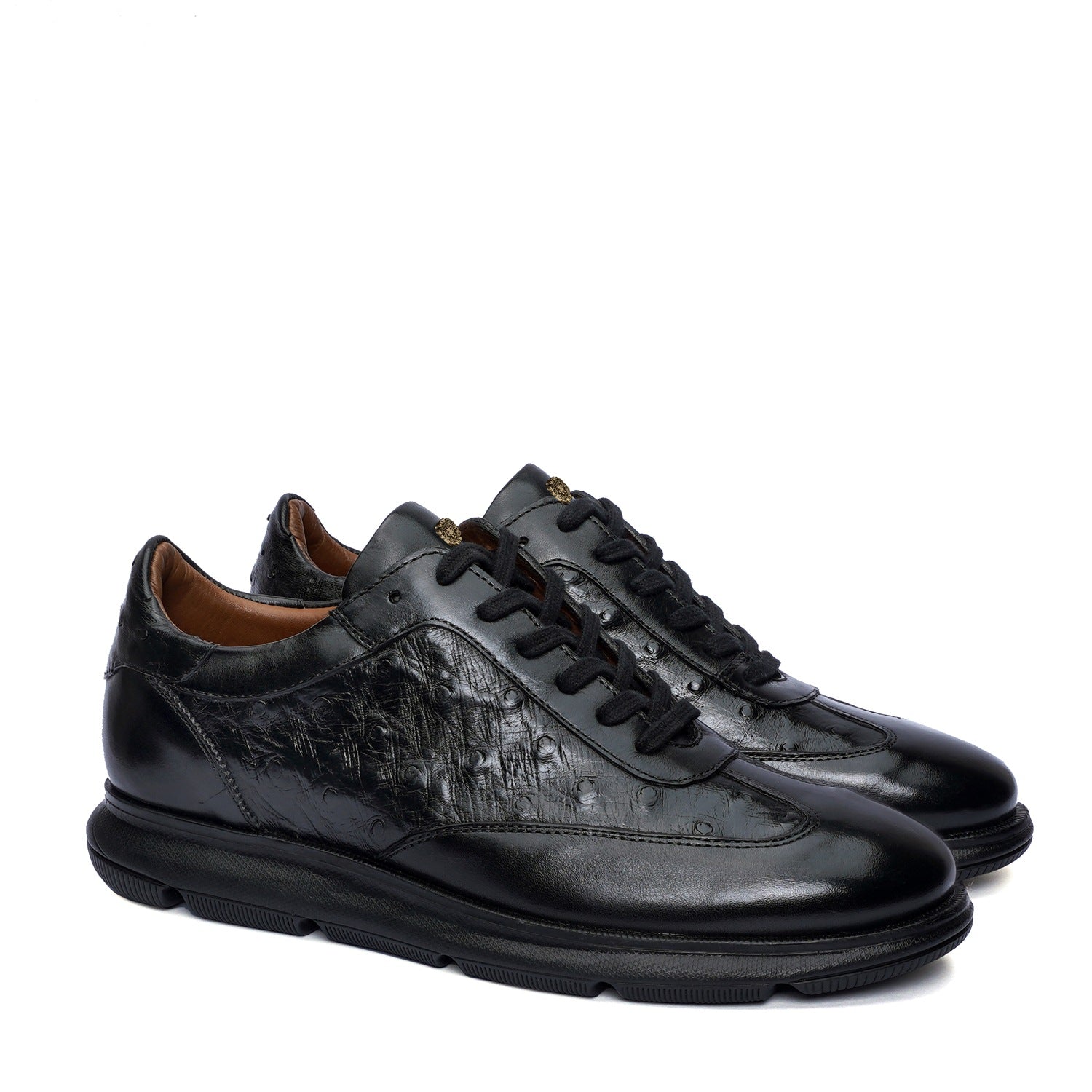 Black Ostrich Leather Light Weight Jogger By Brune & Bareskin