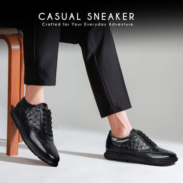 Black Ostrich Leather Light Weight Jogger By Brune & Bareskin