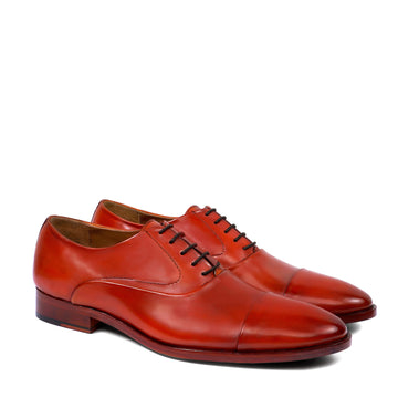 Luxury Leather Cognac Formal Shoes with Cushioned Insole