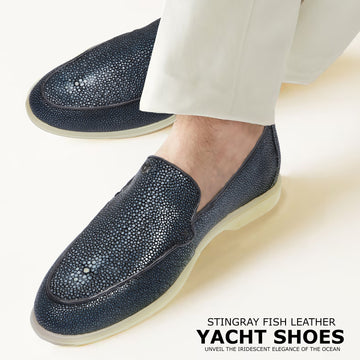 Sleek Round Toe Yacht Loafer in Premium Stingray Fish Leather