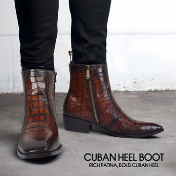 Smokey Finish Rich Patina Cuban Boots by Brune & Bareskin