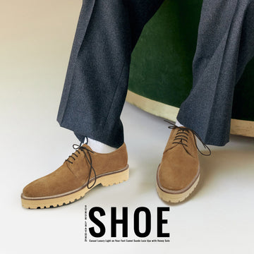 Beige Formal Shoes for Men in Suede Leather