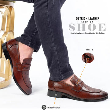 Espresso Quill Vamp with Smooth Sides Ostrich Leather Loafers