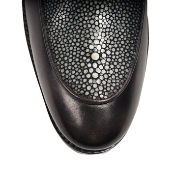 Grey Quill Vamp with Smooth Sides Stingray Leather Loafers