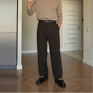 Patent Leather Chunky Sole Black Loafers with Golden Metallic Chain