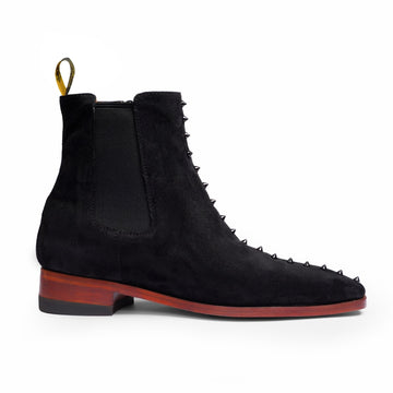 Black Suede Studded Chelsea Boots