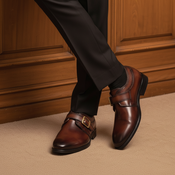 Espresso Laser-Engraved Monk Strap Formal Shoes