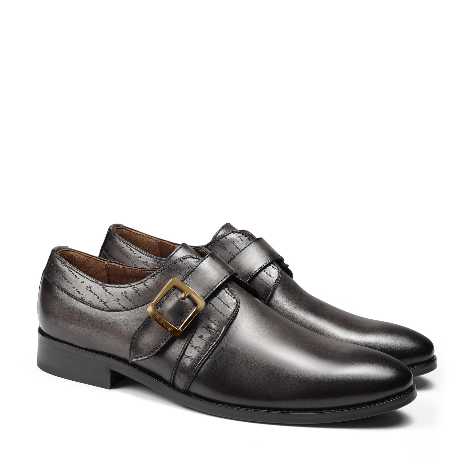 Laser-Engraved Monk Strap Formal Shoes