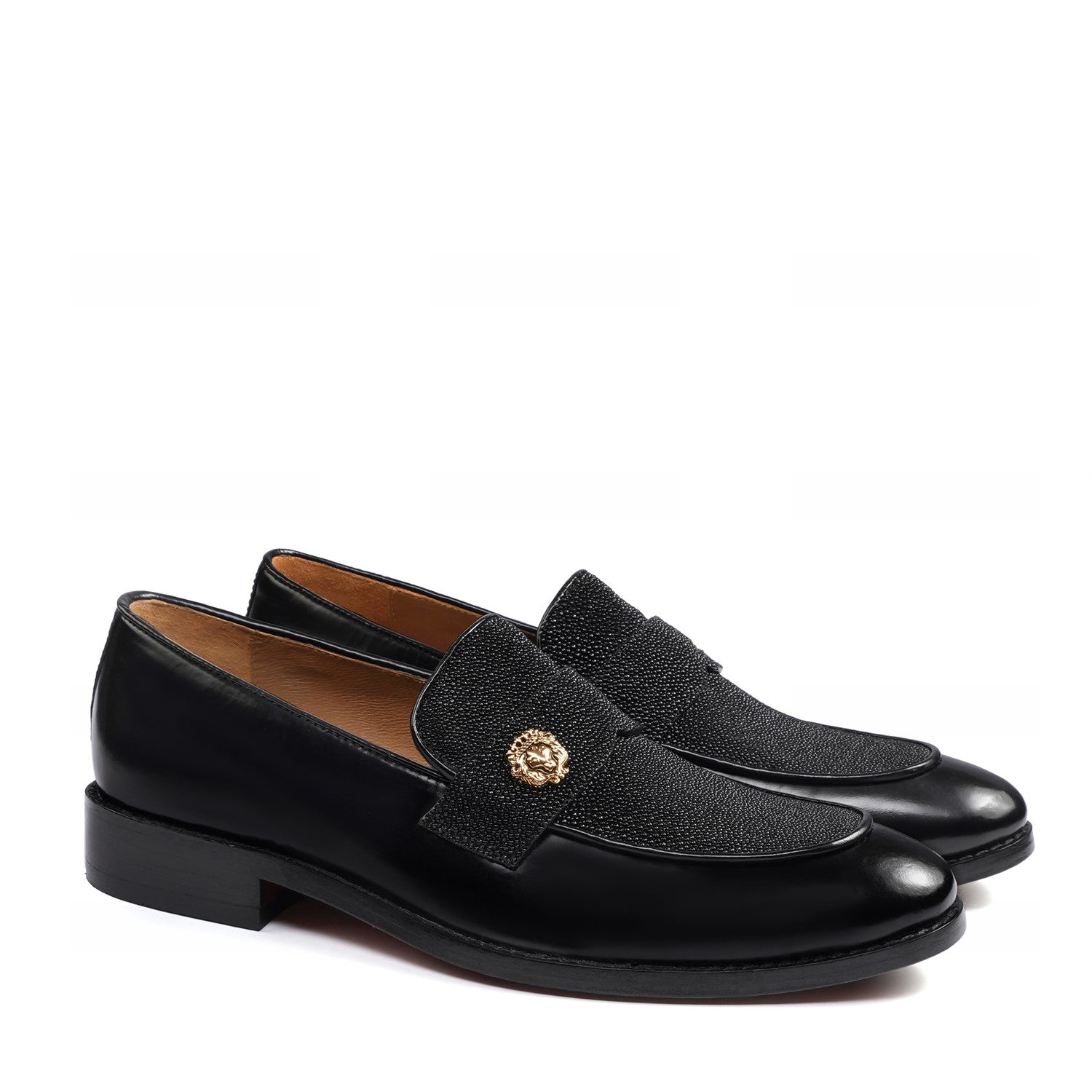 Ray Blend Stingray Leather in Black Yacht Loafers