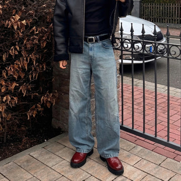 Wine Croco Embossed Leather Chunky Sole Boots