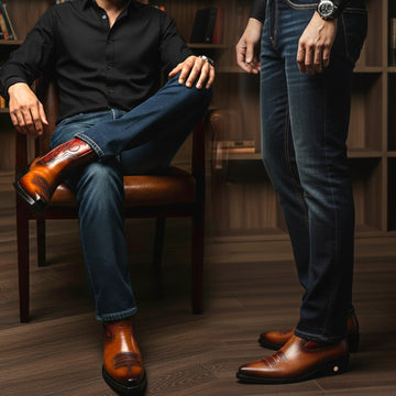 Tan & Wine Ember Western Cowboy Boots