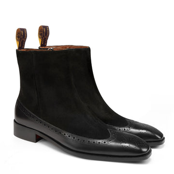 Brogue Punching Suede Leather Boots