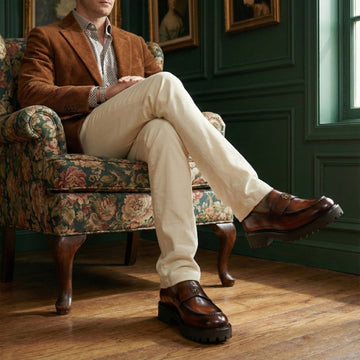 Burnished Brown Full-Grain Leather Chunky Loafers