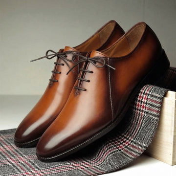 Men's Tan Merged Look Leather Lace Up Oxfords by Brune & Bareskin